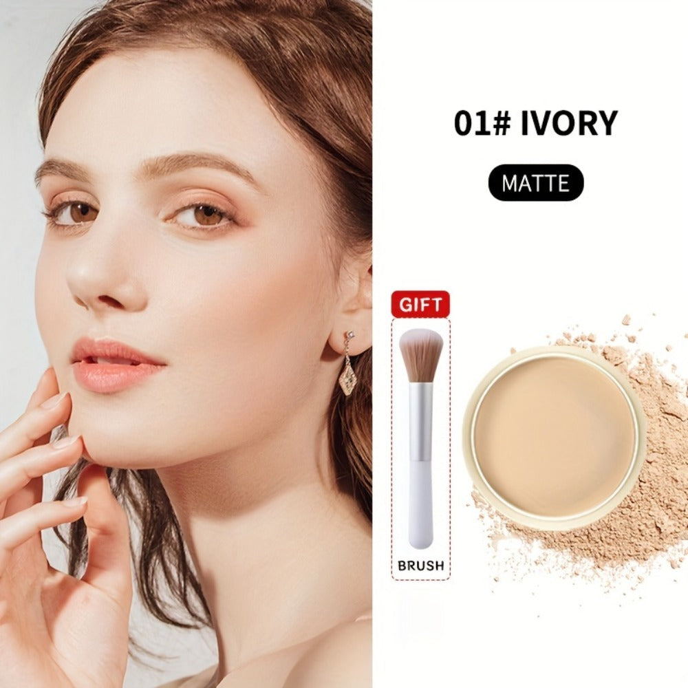 Oil Control Setting Powder Kit with Concealer Puff & Brush – Wet & Dry Dual Formula, Water-Resistant Long-Lasting Matte Finish Face Makeup