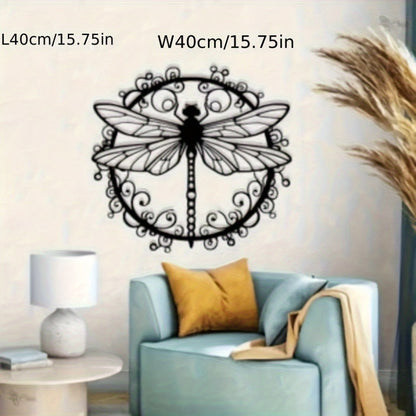 Metal Dragonfly Wall Art, Black Iron Dragonfly Wall Decor, Intricate Animal Print Design for Garden, Patio and Yard Use
