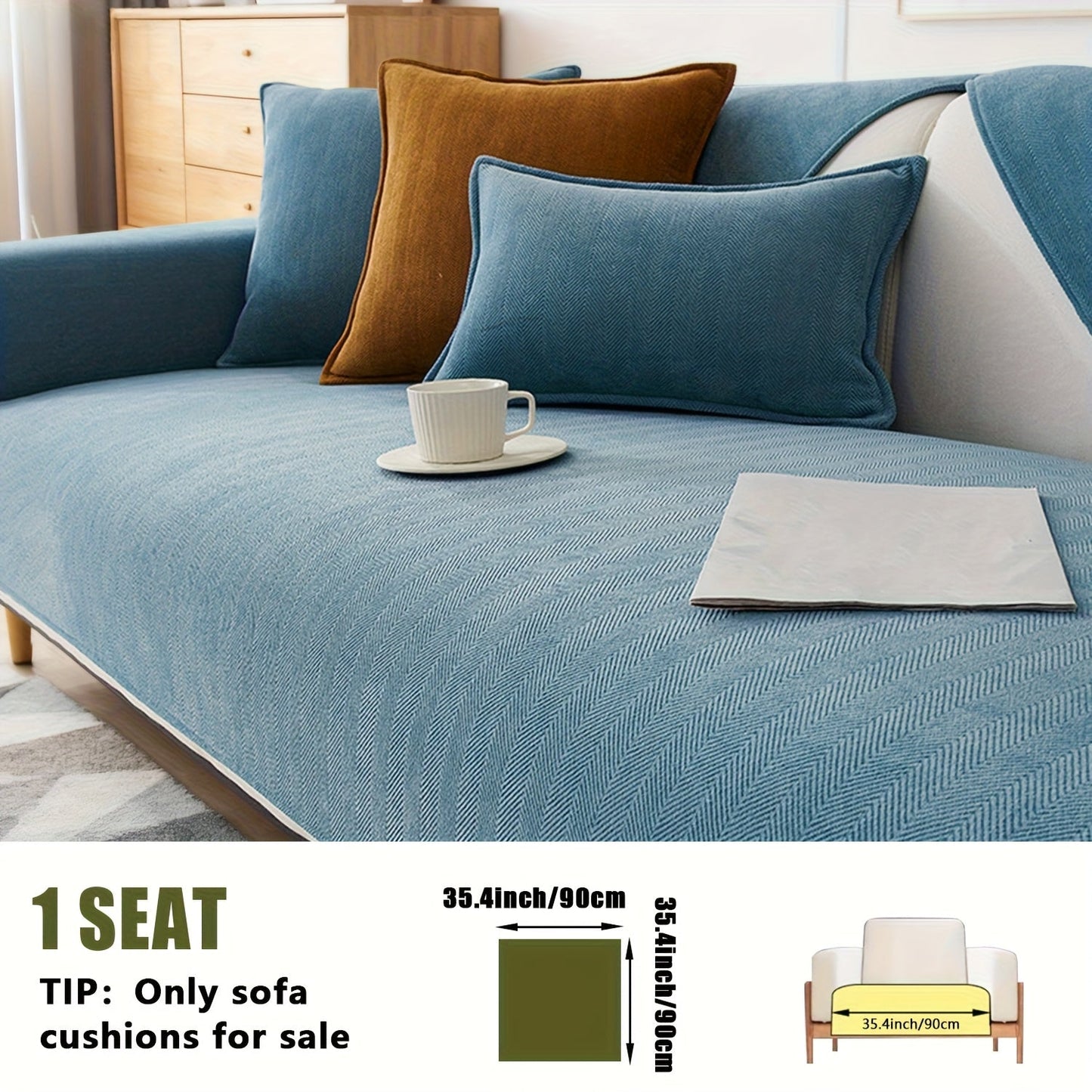 Sofa Cover Ribbed Chenille Stretch Panels for 1 to 4 Seats, Armrests or Cushions with Model-Specific Size and Color Options