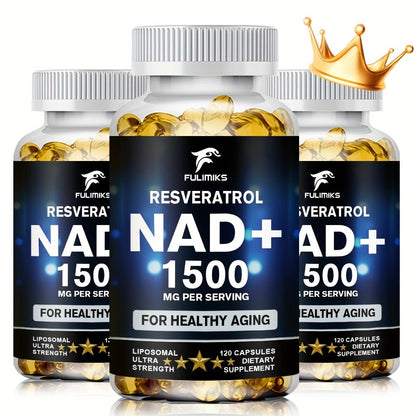 NAD+ Supplement Capsules with Resveratrol, Cellular Energy, & Daily Vitality Support for Women & Men