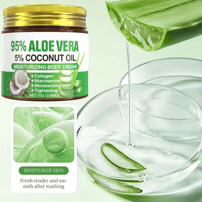 Aloe Vera Collagen Face Cream, Two Jar Set with Hyaluronic Acid and Coconut Oil for Daily Moisture