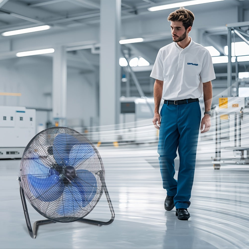 Industrial Floor Fan High Velocity 9 & 20 Inch, Metal Construction & Blades, 3-Speed Fan for Industrial