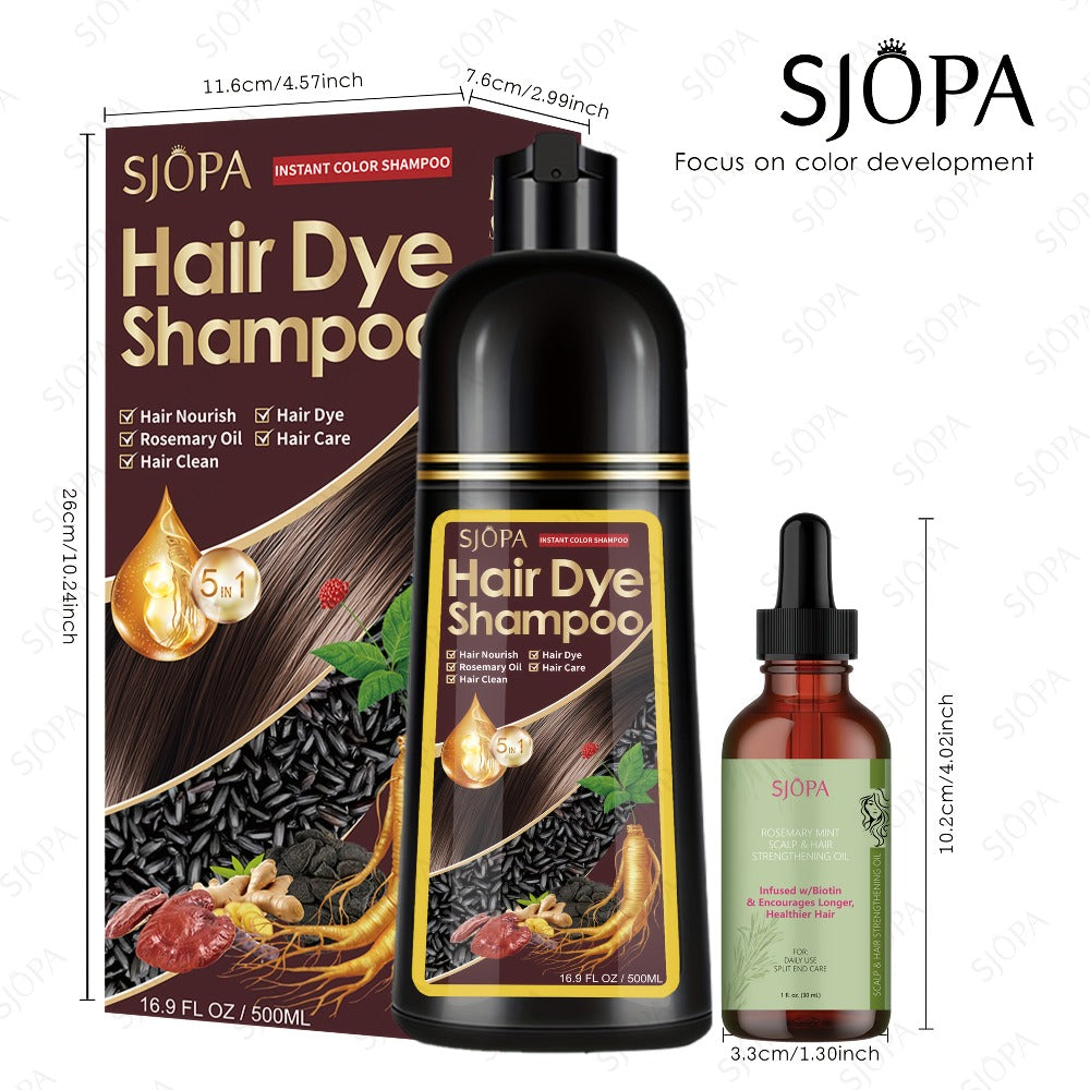 Hair Dye Coloring Shampoo 5-in-1 Upgraded with Hibiscus Oil, Squalane & Glycerin – Quick Color & Nourishing, Gentle Skin-Safe Formula