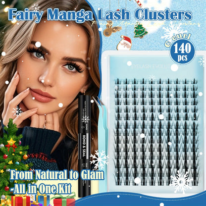 Spiky Wet-Look Fairy Lash Clusters Kit – Manga Anime C Curl Individual Spike Eyelash Extensions 8mm-18mm Mixed Length