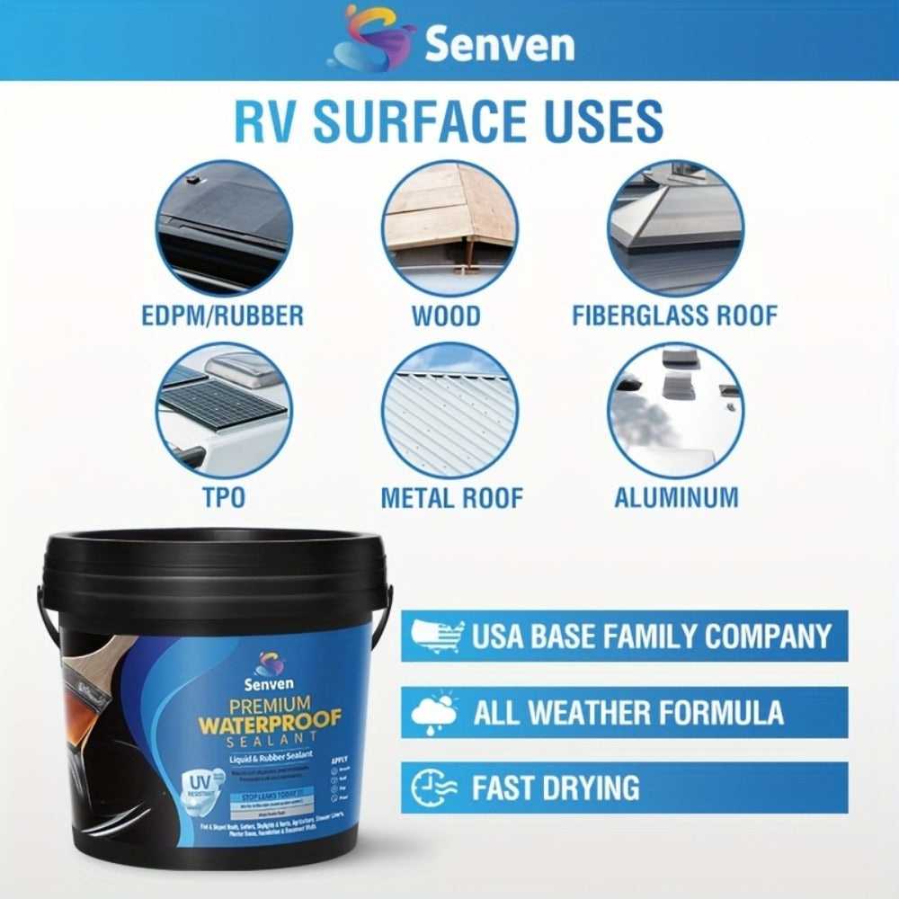 Liquid Rubber Waterproof Sealant 32oz – UV-Resistant Elastic Coating for Roof, RV, Boat, Concrete & Masonry, All-Weather Crack Filler