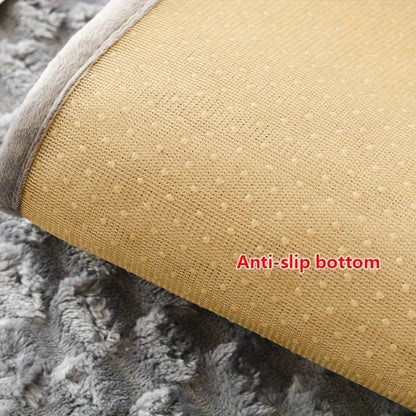 Sofa Cover, Honeycomb Velvet Animal-Embroidered Couch Pad with Backing Detail in Three Colors