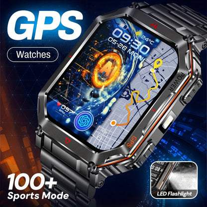 Smartwatch for Men with GPS, IPX8 Rating, Altimeter, Barometer, Compass and LED Flashlight