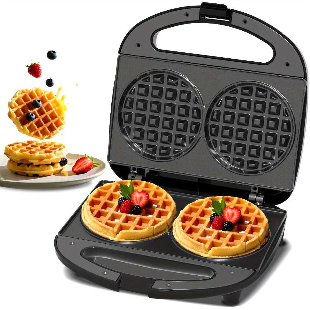Mini Waffle Maker Machine Makes 8 Bite-Sized 2-Inch Waffles, Dual Non-Stick Aluminum Plates, Cool-Touch Handle