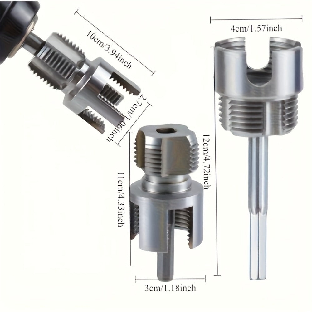 Pipe Threading Tool Set 3 Piece Alloy 1/2 3/4 1 Inch Internal External Thread Tap Drill Compatible for PVC PPR MPP Pipe Installation