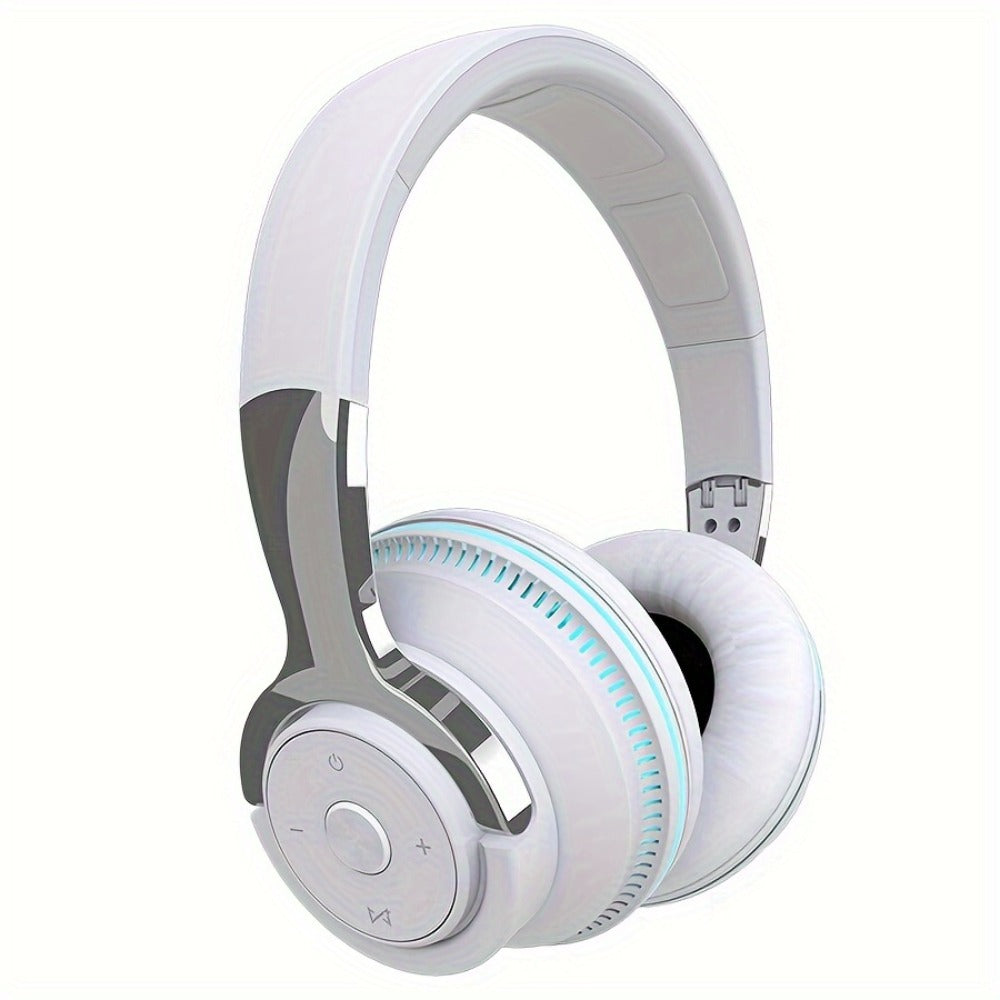 Foldable Wireless Over-Ear Headphones with FM Radio, TF Card, LED Accent Lights, 3.5mm AUX and Four Colors