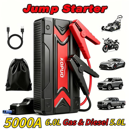Car Jump Starter Power Bank 3-in-1 12V Battery Booster Charger LED Flashlight SOS for Cars Motorcycles for Garden, Patio and Yard Use