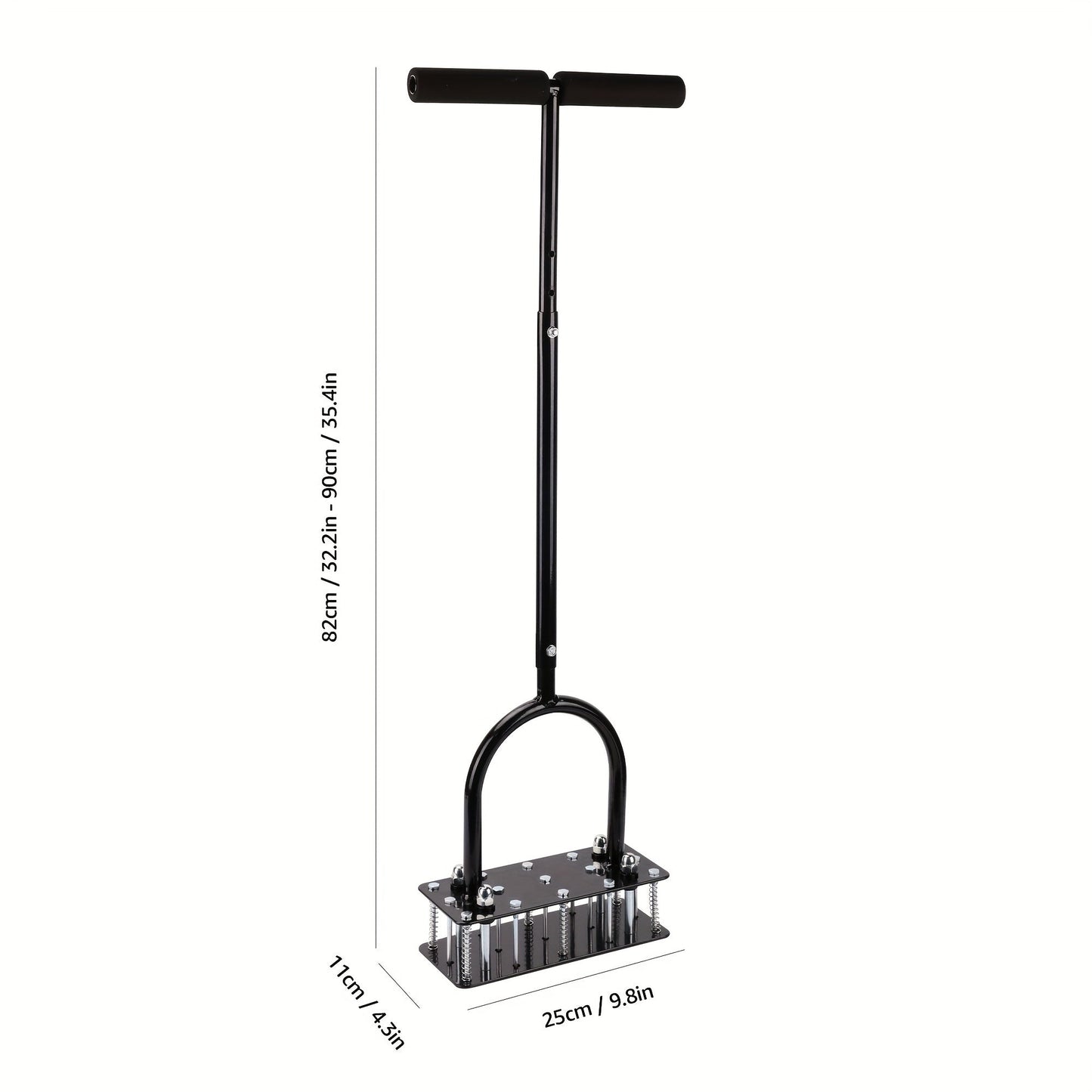 Self-Cleaning Lawn Aerator with 14 Iron Spikes – Spring-Loaded Auto-Clean Mechanism for Leaves & Dirt, Manual Soil Loosening Tool for Patio