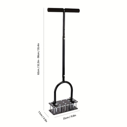 Self-Cleaning Lawn Aerator with 14 Iron Spikes – Spring-Loaded Auto-Clean Mechanism for Leaves & Dirt, Manual Soil Loosening Tool for Patio