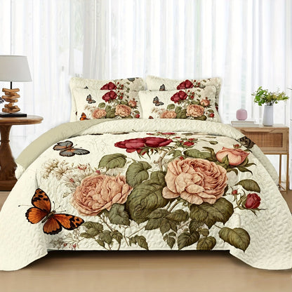 Boho Quilt Comforter Set Twin Full Queen King – Floral Bedding Lightweight Soft Microfiber Reversible Bedspread for Women Girls 2/3 Pcs
