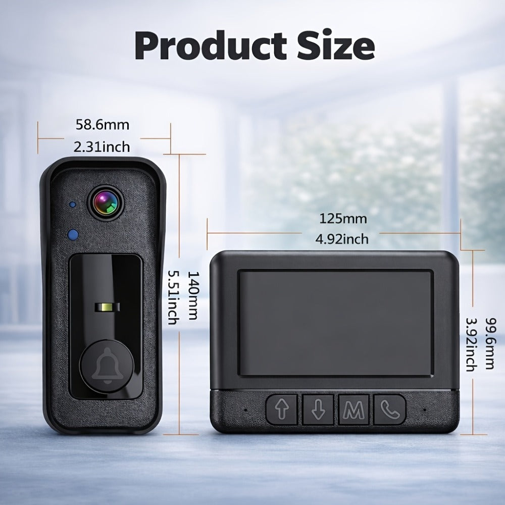 WiFi Video Doorbell with 4.3 Inch Indoor Monitor, Night Vision Two-Way Audio Rechargeable Battery