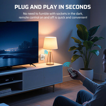 Wireless Remote Control Outlet Switch 100ft RF Range Programmable Expandable Plug-in Remote for Entryways, Bedrooms and Living Spaces