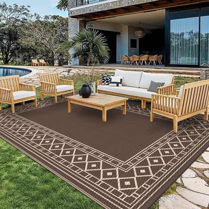 Outdoor Reversible Plastic Straw Rug for Patio Deck RV Camping – Waterproof UV-Resistant Lightweight Mat, Multiple Sizes & Colors