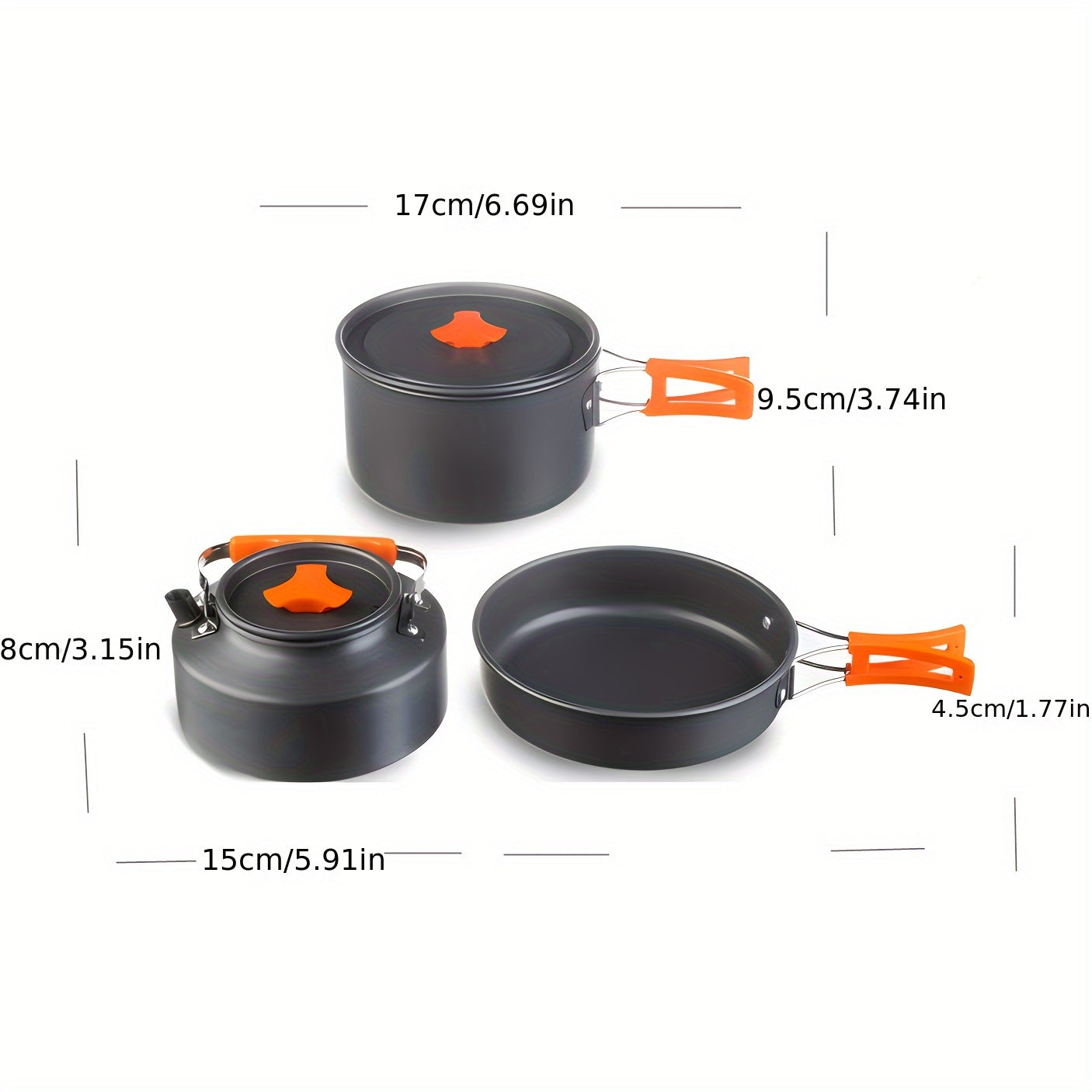 Outdoor Camping Cookware Set, Portable Aluminum Alloy Cooking Pot Pan Kettle Kit, for Camping, Travel and Outdoor Use