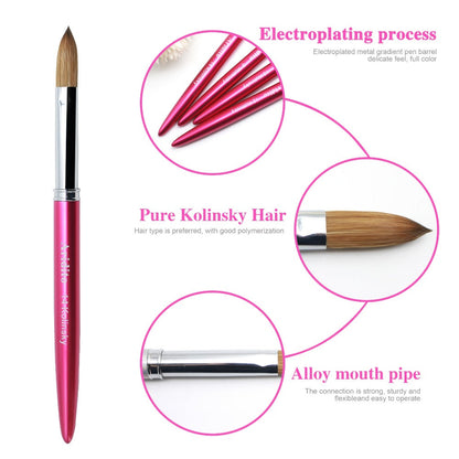 Kolinsky Acrylic Nail Brush Set 100% Pure Kolinsky Hair Flat Shape Sizes #10 #12 #14 – Professional Nail Art Sculpting Extension Brush