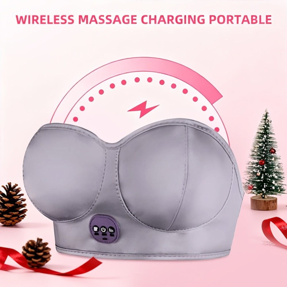 Electric Chest Massager Vibration Rechargeable - Intelligent Constant Temperature Heating Massage Bra for Women