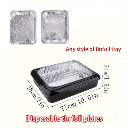 Aluminum Foil Tray with Lid - Insulated Stackable BBQ & Salad Serving Container for Outdoor Picnic