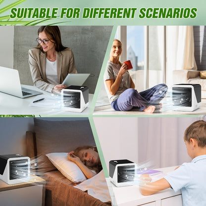 Portable Mini Air Conditioner Fan, Personal Evaporative Cooler with 3-Speed Settings & Timer, Quiet Desktop Cooling Fan for Room