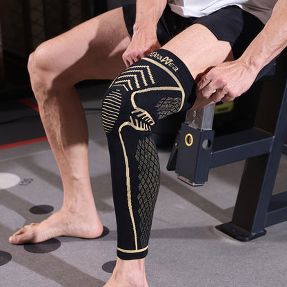 Copper Knee Brace Full Leg Support - Compression Sleeve with Patella Gel Pad & Double Metal Side Stabilizers