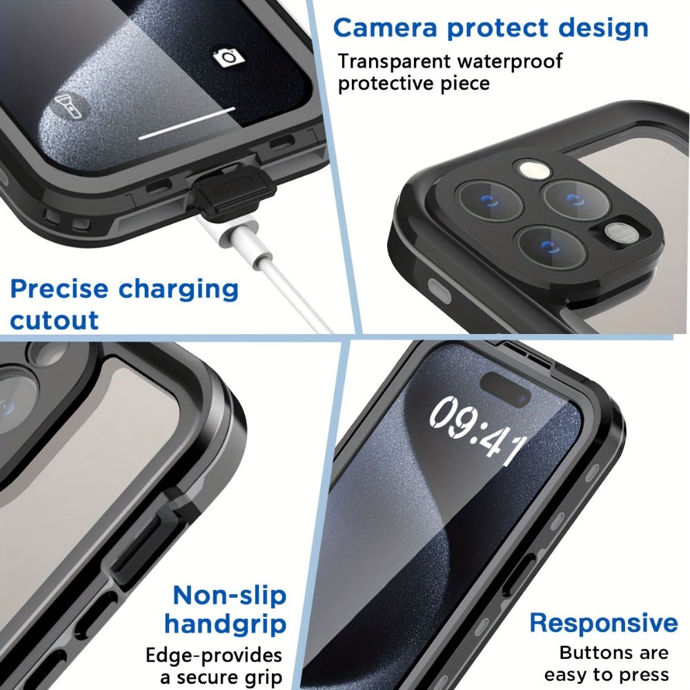 Phone Case with Integrated Screen Protector and Lanyard for Selected iPhone 15 and 16 Pro Configurations
