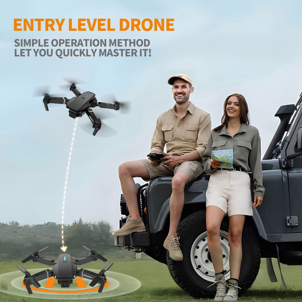 E88 Foldable Drone with Dual Camera with the Listed Color, Size or Set Options for Everyday Use