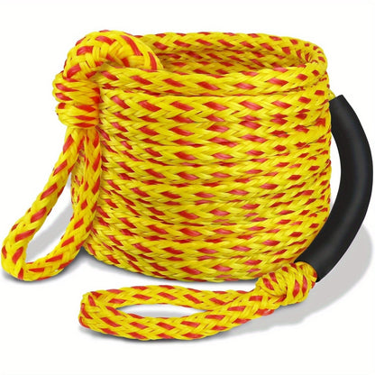 Heavy Duty Floating Tow Rope 60ft 2600lbs Breaking Strength 16-Strand UV Resistant Pre-Stretched for Towable Tubes Water Skis Wakeboards