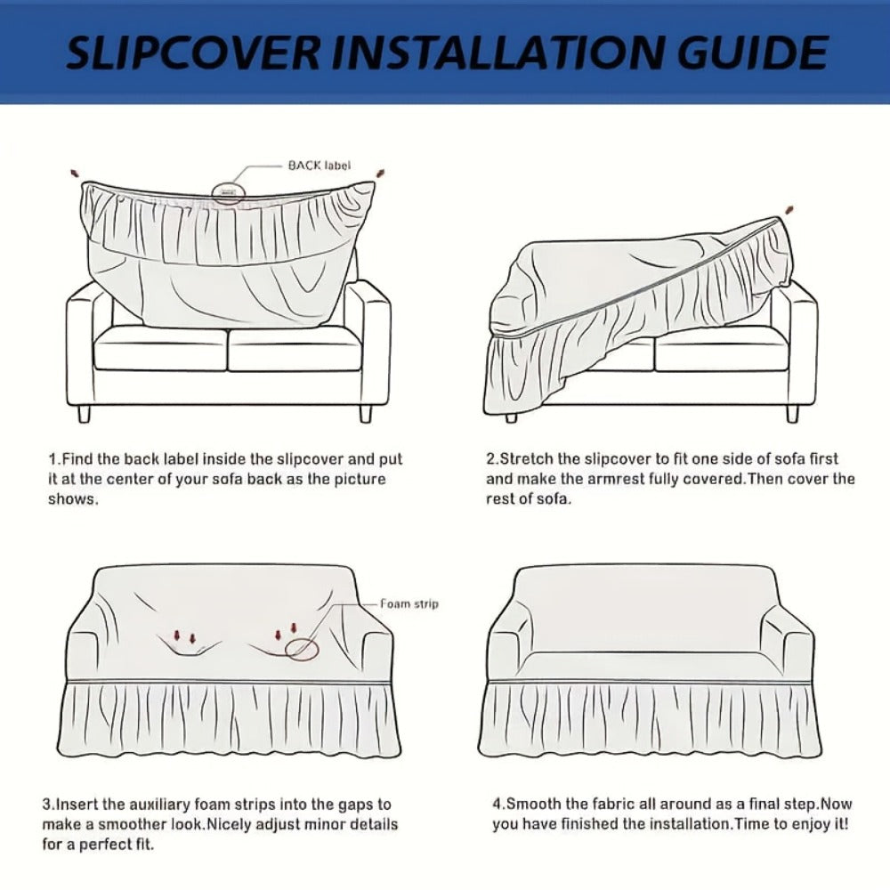 Sofa Cover Seersucker Stretch Slipcover with Elastic Band Closure for 1 to 4-Seater Sofas in Eight Colors