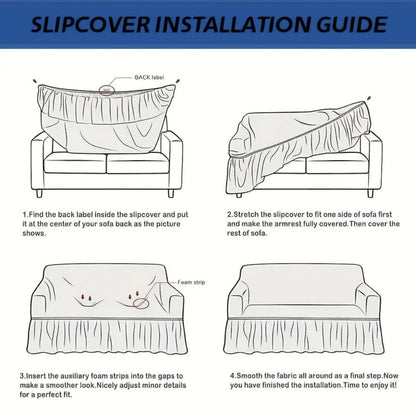 Sofa Cover Seersucker Stretch Slipcover with Elastic Band Closure for 1 to 4-Seater Sofas in Eight Colors