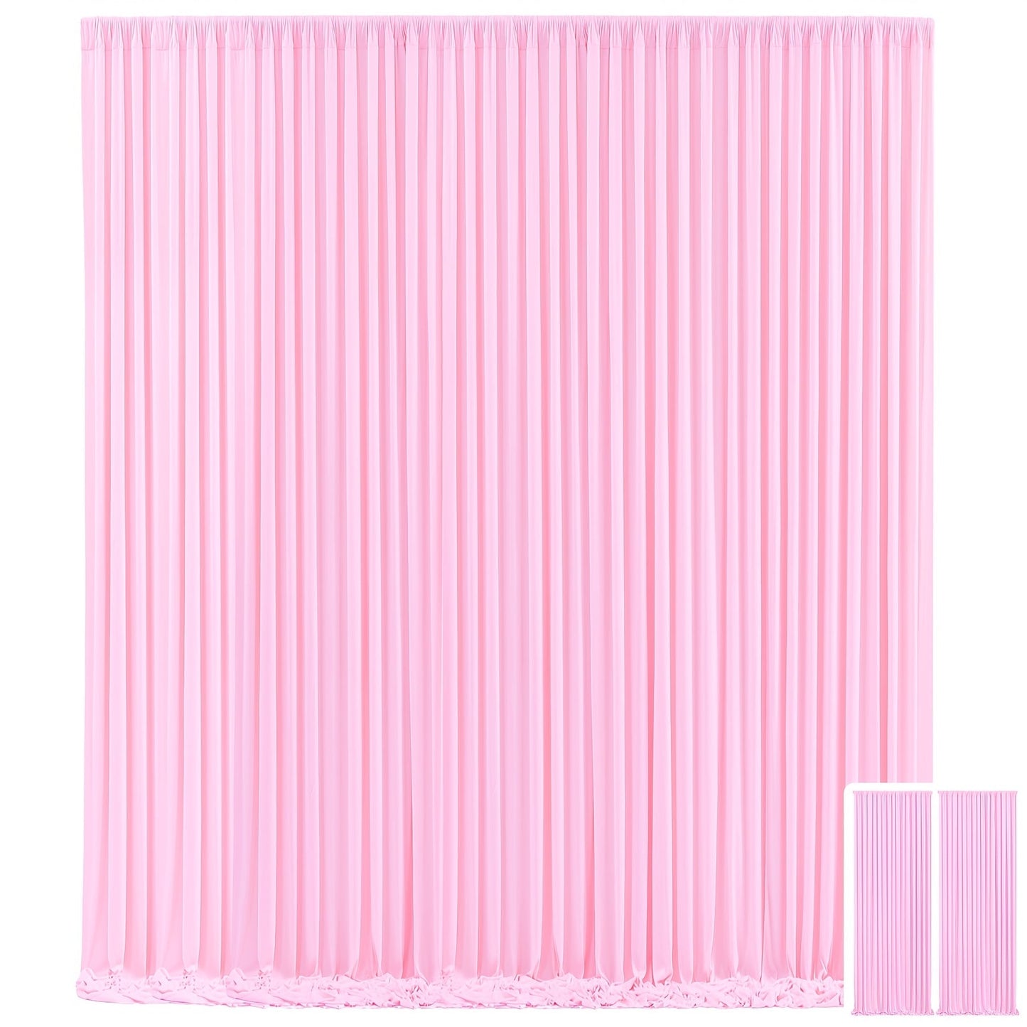 Two-Panel 10 x 10 ft Backdrop Curtain Set with Pole Pockets and 16 Color Options for Events