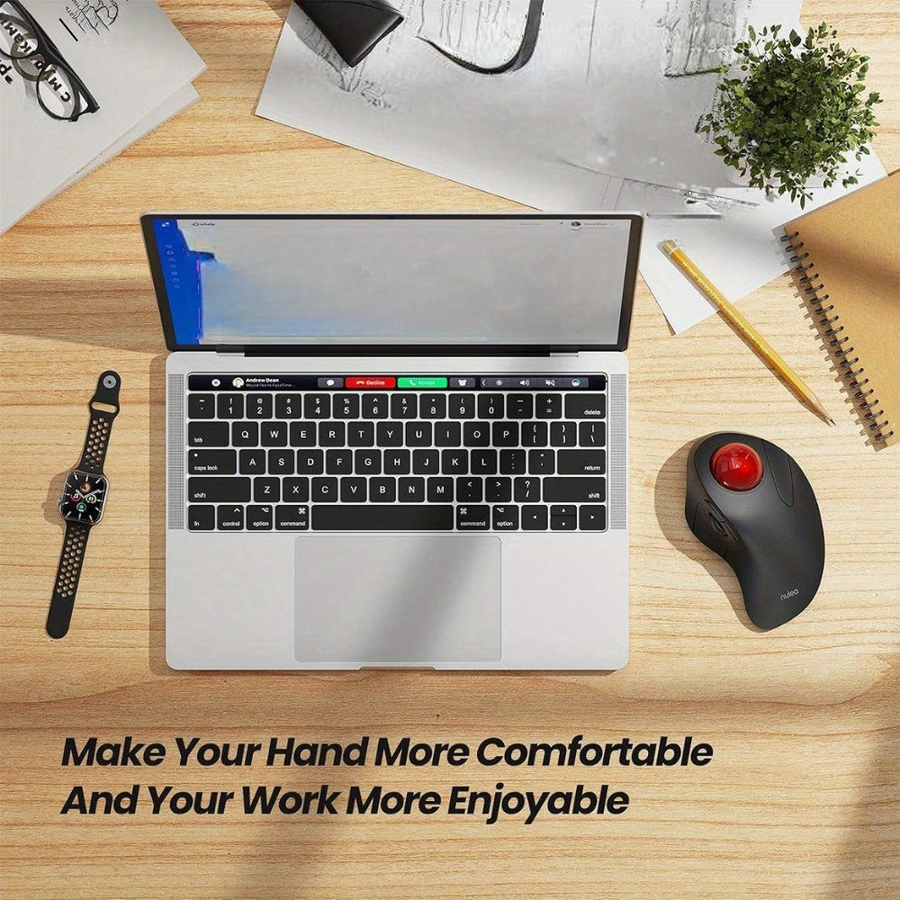 Wireless Trackball Mouse, Rechargeable Bluetooth & 2.4G, 44mm Index Finger Rollerball, 5 DPI Levels