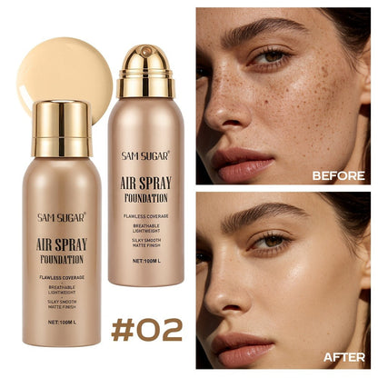Waterproof Matte Foundation Spray Powder with Brush Set for Women – Sweat-Proof Long-Lasting Full Face Coverage Natural Finish Oil Control