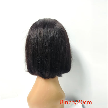 Lace Front Bob Wig Human Hair T Part 13x4 Pre-Plucked 180% Density Straight Side Part Natural, for Home, Travel and Salon Hair Styling