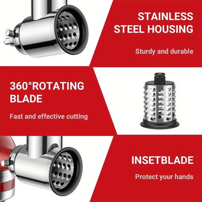 Stainless Steel Slicer Shredder Attachment for Stand Mixers with 4 Blades for Entryways, Bedrooms and Living Spaces