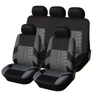 Car Seat Covers 5-Seat Tire-Track Full-Enclosure Design in Breathable Polyester and Eighteen Colors