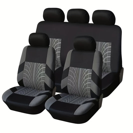 Car Seat Covers 5-Seat Tire-Track Full-Enclosure Design in Breathable Polyester and Eighteen Colors