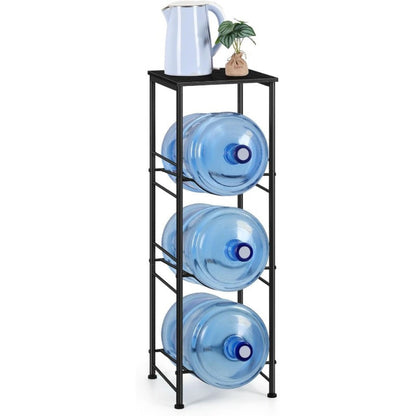 5-Gallon Water Jug Holder 3-Tier, Water Bottle Rack Organizer with Top Shelf & Adjustable Legs for Kitchen