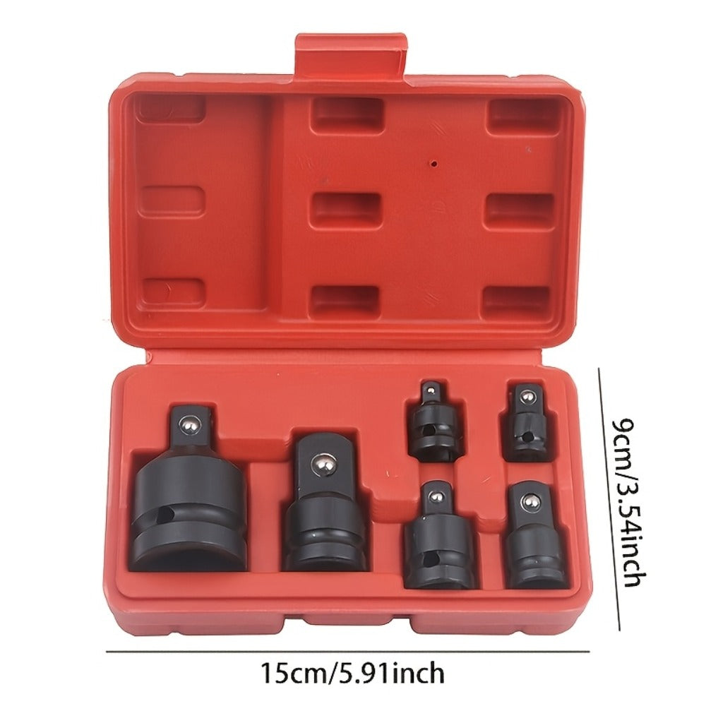Impact Adapter & Reducer Set 6-Piece – 1/4" 3/8" 1/2" 3/4" Female-to-Male Air Square Drive Conversion Tool | Chrome Molybdenum Steel