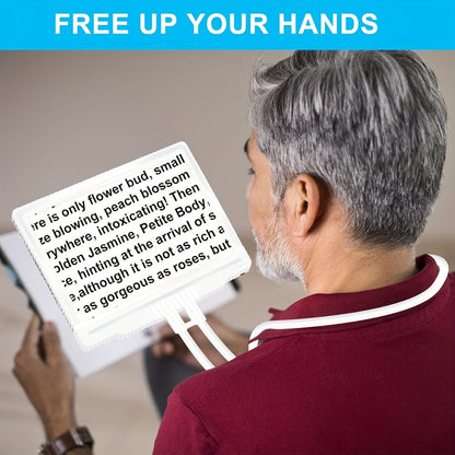 Hands-Free Magnifier with Light, 43 LED Full Page Lighted Magnifier for Reading, Flexible Gooseneck Stand