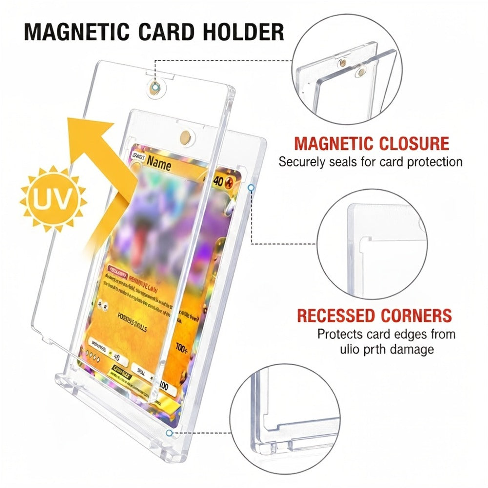 35pt Magnetic Trading Card Holders with Recessed Corners in 25, 50 or 100 Piece Pack Options