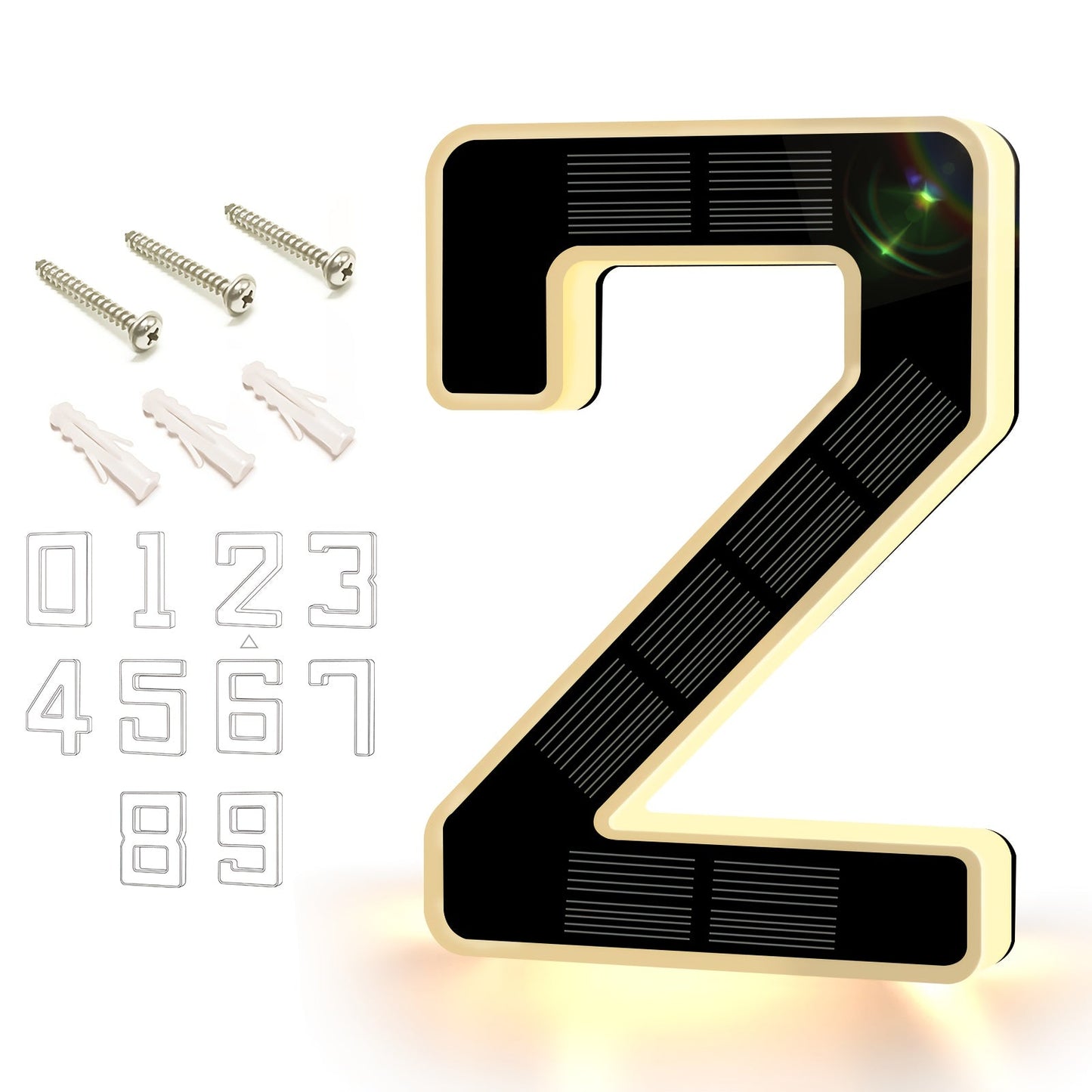 LED Solar House Number Light 6.7 Inch Wall Mounted, Smart Sensor Illuminated Address Number for Home Decor