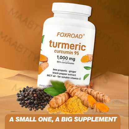 Curcumin 6-in-1 Capsules with 95% Active Curcumin, Vitamin C & Probiotics, 120 Capsules 120-Day Supply
