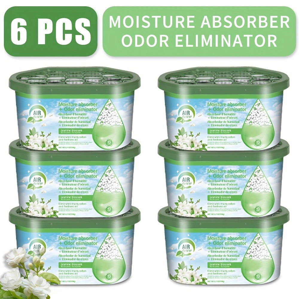 Moisture Absorber Dehumidifier Box 6-Pack, Odor Eliminator & Humidity Controller for Closet, Bathroom