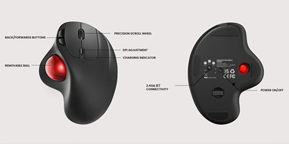 Wireless Trackball Mouse Rechargeable Thumb Control 3 Device Connection 2.4G USB Receiver for an Everyday Personal Care Routine