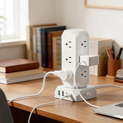 Power Strip Tower 16-in-1 Surge Protector 12 AC Outlets 4 USB Ports USB-C PD20W 1800J Protection for an Everyday Personal Care Routine