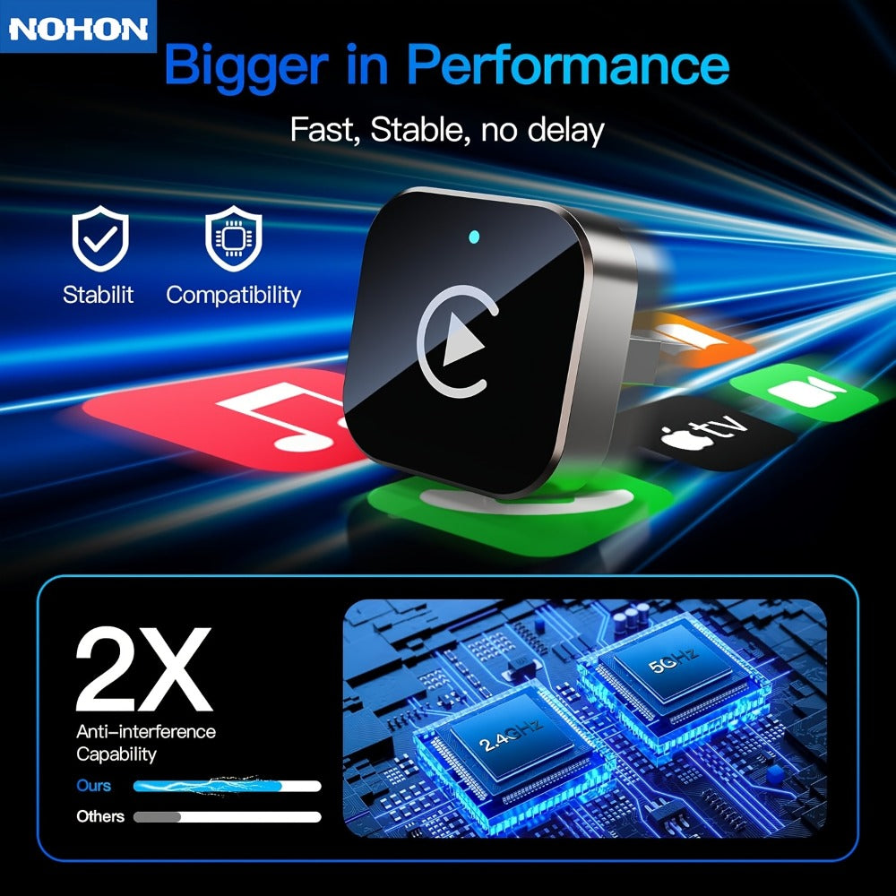 2-in-1 Wireless CarPlay & Android Auto Adapter Mini USB Dongle 2026 Upgrade Fast Stable Connection for iOS 10+ & Android 11+