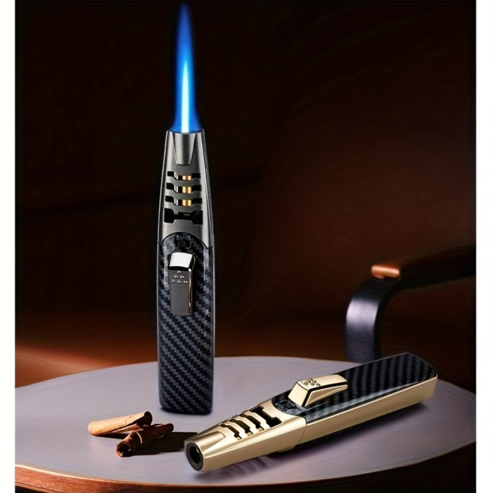 Kitchen Torch Lighter Carbon Fiber Windproof, Adjustable High-Temperature Flame with Safety Lock